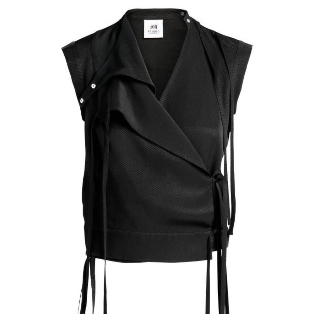 NWT H&M Studio Collection Runway Black Wrapover Cocktail Top Sleeveless Vest 4